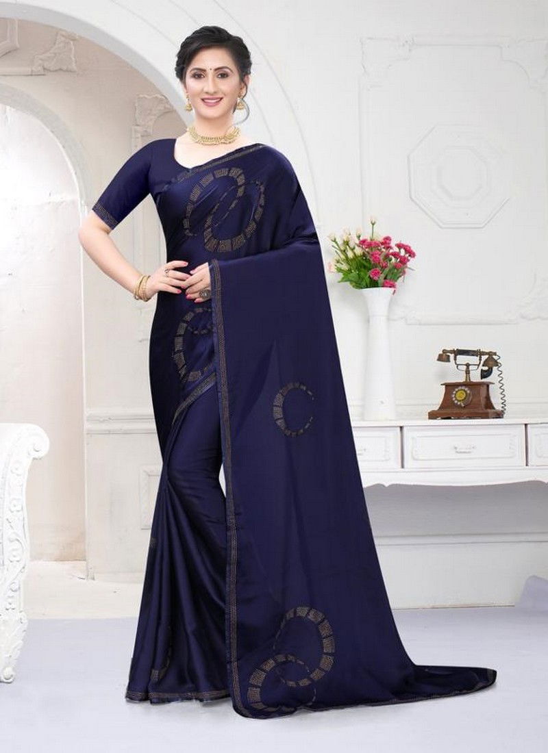 NARI CHANDANI Latest Designer heavy Party And Wedding Wear Heavy Siroski Hot Fix Stone Work folder Piping Saree Collection